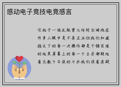 感动电子竞技电竞感言